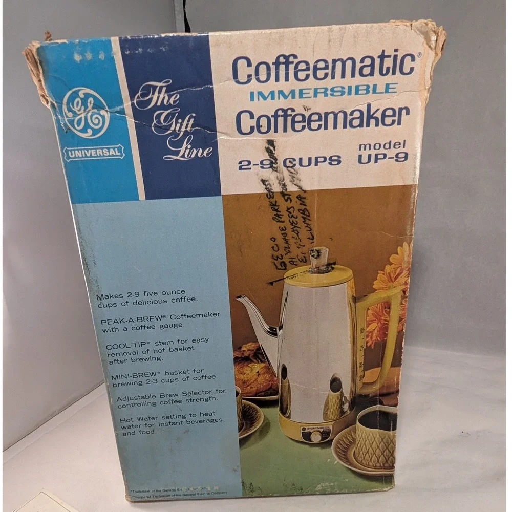 Vtg GE Coffeematic Immersible Coffeemaker Percolator Harvest Gold The Gift Line